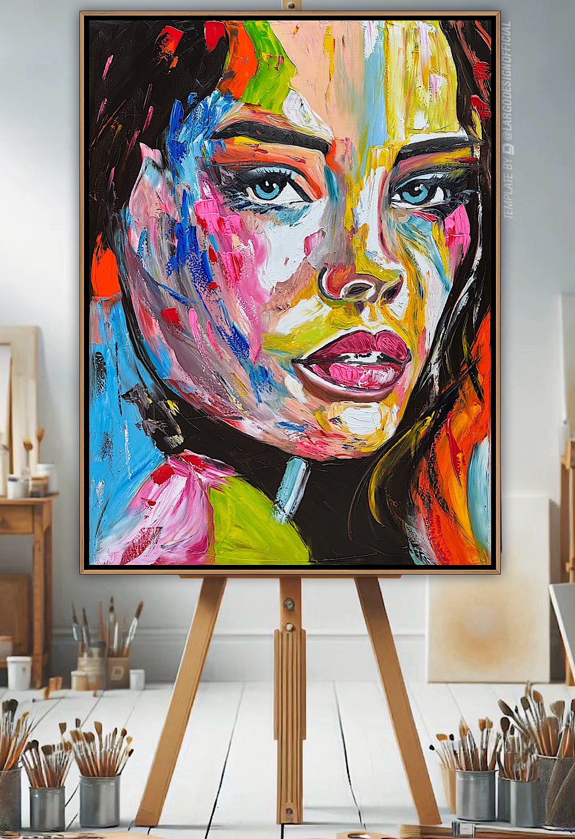 Contemporary Abstract Original Oil Painting On 100 x 80cm Canvas Chromatic Gaze woman portrait