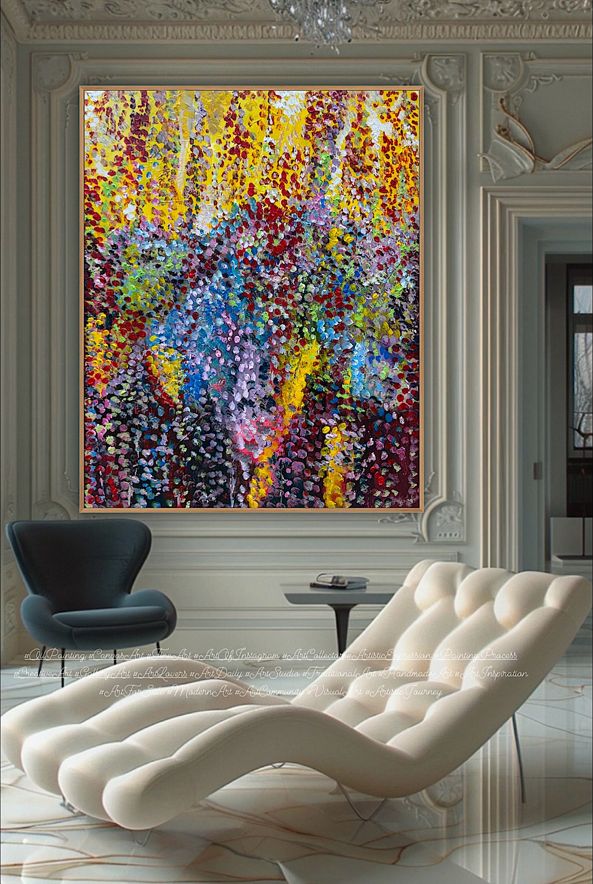Large Abstract Original Oil Painting On 100x80cm canvas Oka style Sunshine