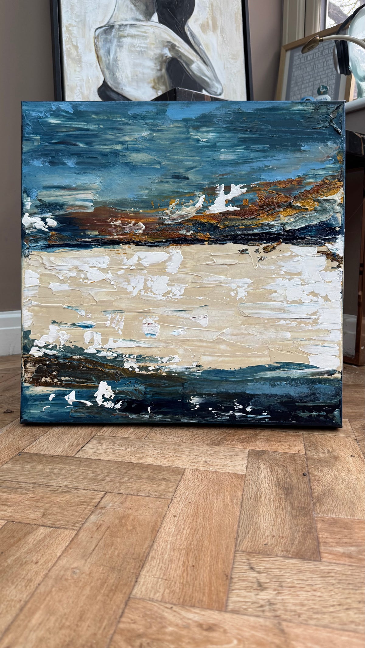 Original Abstract contemporary Oil Painting On Canvas 50x50cm Amalfi Coast Oka