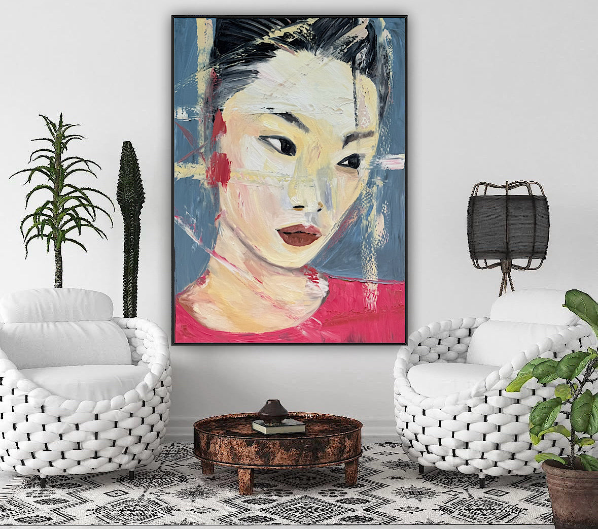 Woman’s portrait Original Abstract Oil Painting On Canvas 85 x 60cm Innocent Soul