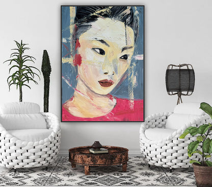 Woman’s portrait Original Abstract Oil Painting On Canvas 85 x 60cm Innocent Soul