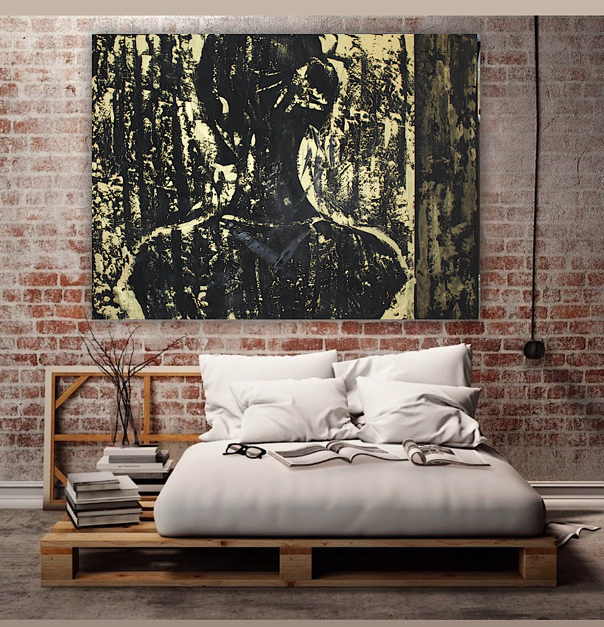Original Abstract Oil Painting On Canvas 122 x 92cm Woman in The Shadows oka