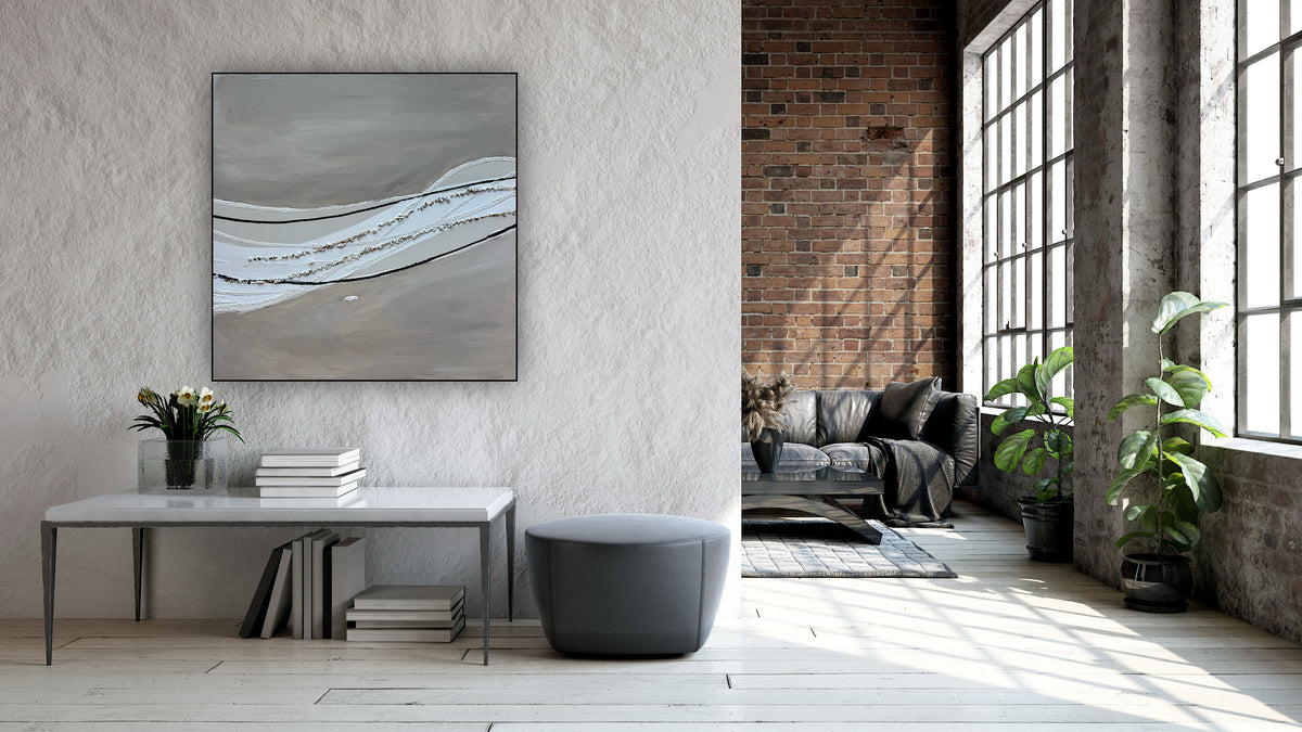 Set of 2 Modern Abstract Original Paintings On Canvas textured ‘Pebbles’  61 x 61cm each
