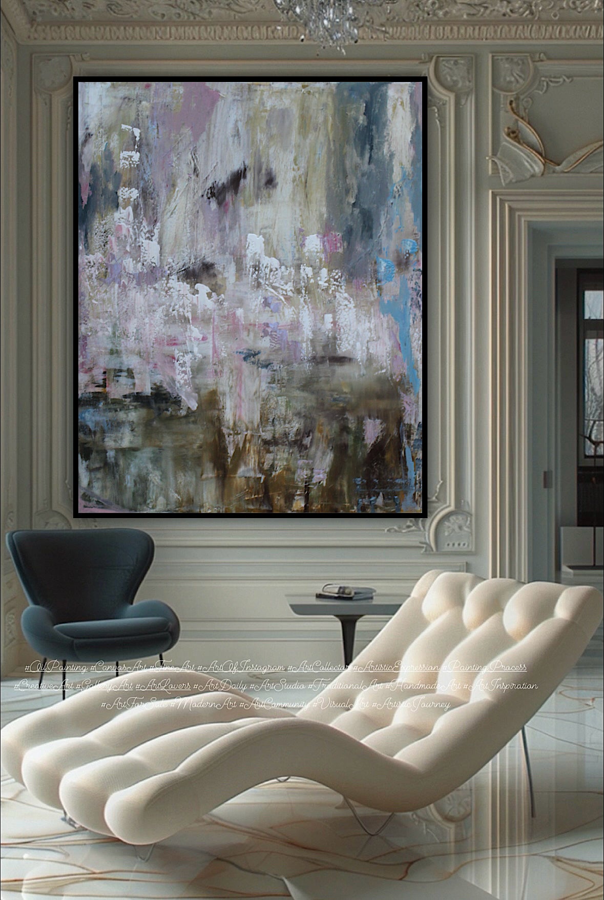 Oka Style Original Abstract Oil Painting On 100x80cm Canvas Echoes of a Distant Bloom