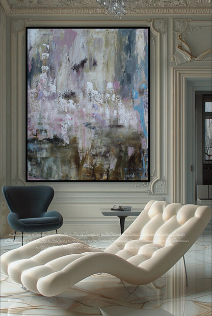 Oka Style Original Abstract Oil Painting On 100x80cm Canvas Echoes of a Distant Bloom