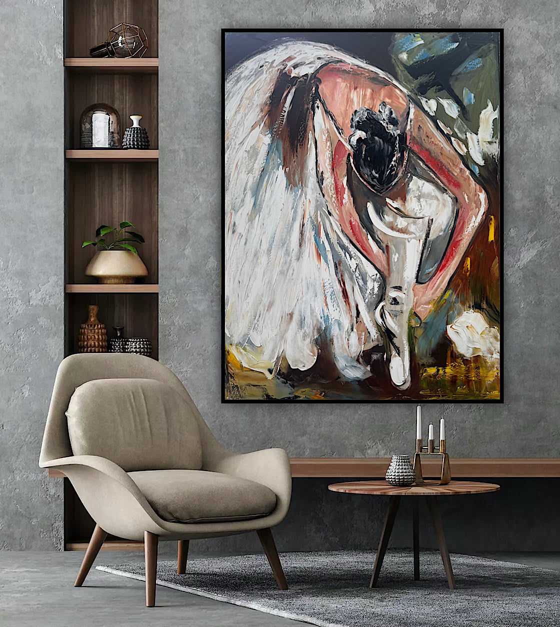 Ballet dancer Original modern Abstract Oil Painting On Canvas 100 x 77cm Oka