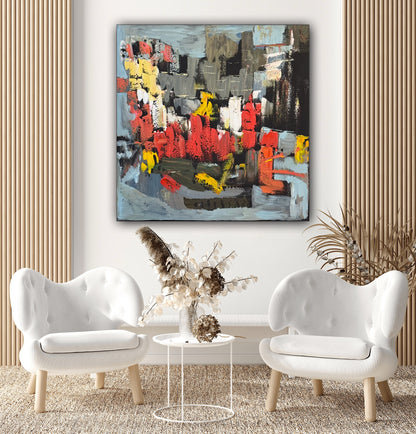 Oka Contemporary Abstract Original Oil Painting on 70 x 70cm canvas Rome cityscape