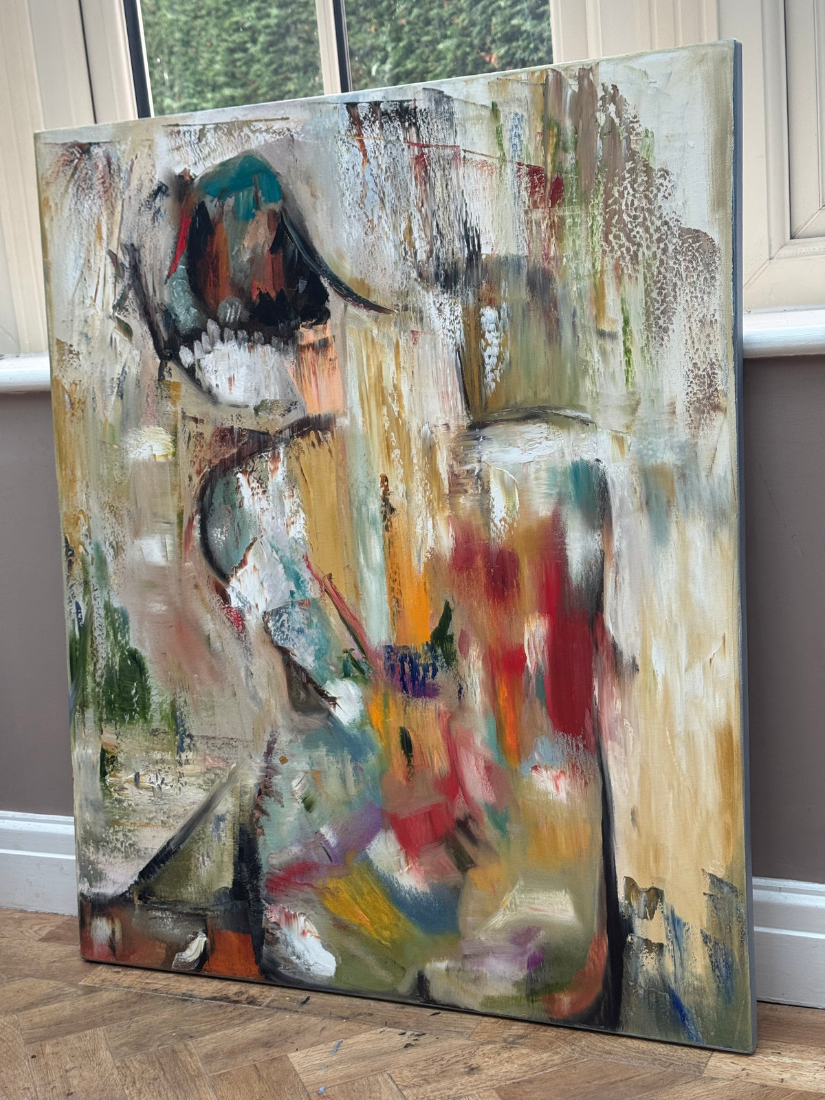 Contemporary Abstract Original Oil Painting On 90 x 76cm canvas Embered Nude