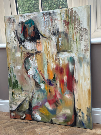 Contemporary Abstract Original Oil Painting On 90 x 76cm canvas Embered Nude