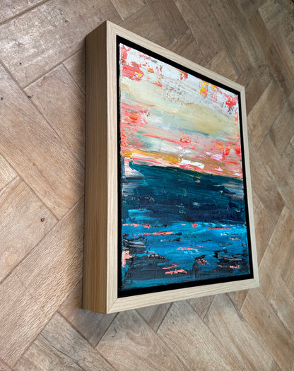 Framed in oak Original Abstract contemporary Oil Painting On Canvas 38x33cm  textured Oka Elysian Waters