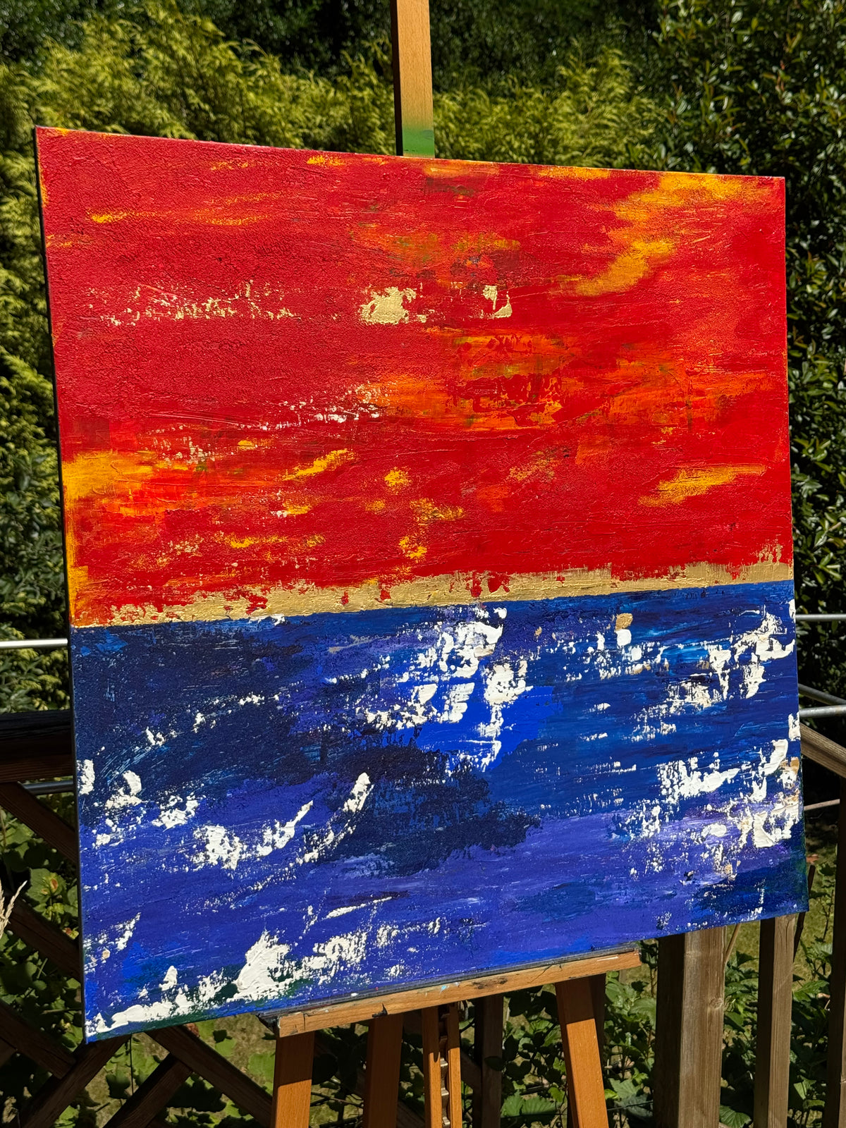 Modern Abstract Original Oil Painting On 2cm Canvas 100X100cm Scarlet Seascape