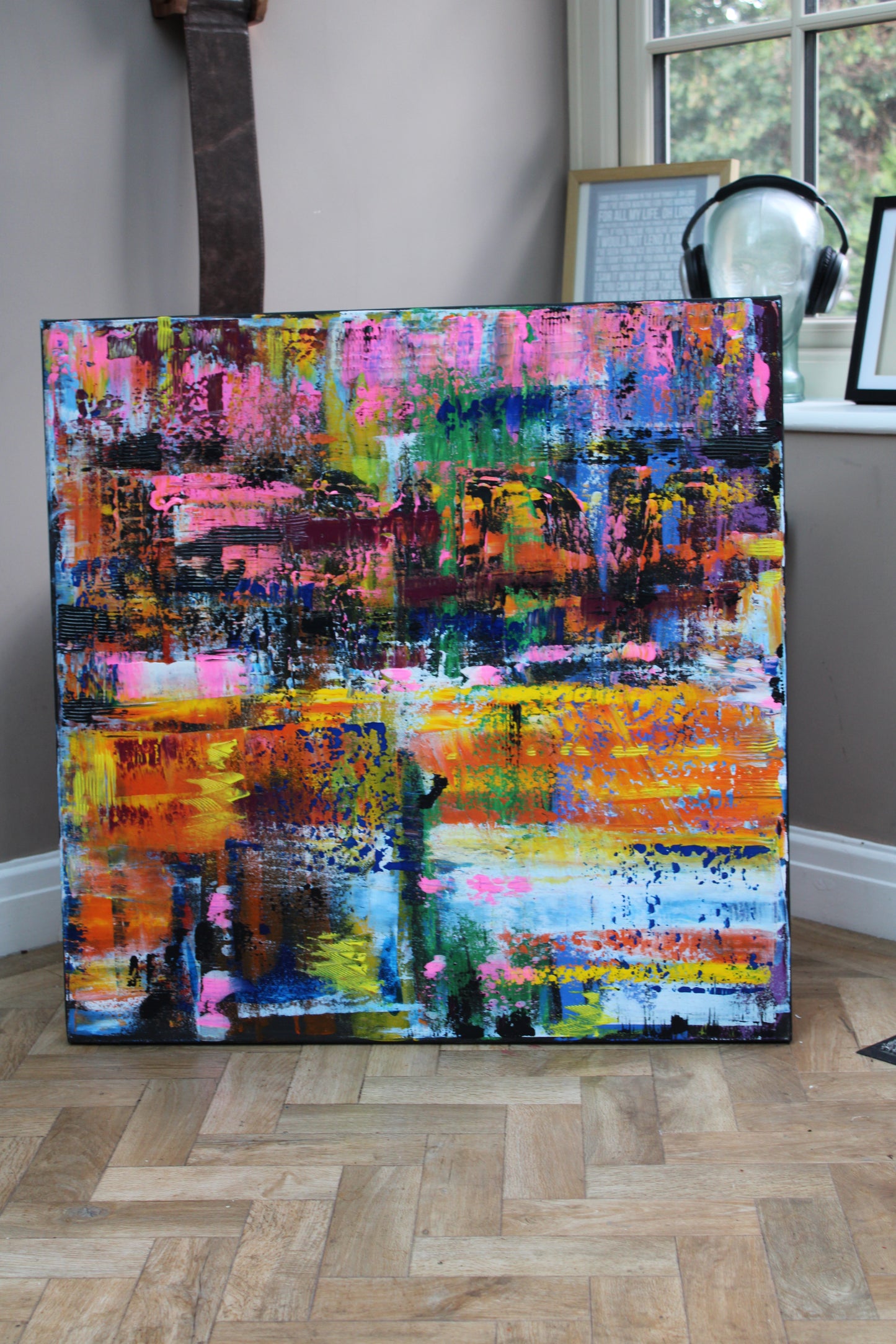 Oka Contemporary Abstract Original Oil Painting On Canvas 80x80cm  “Luminous Echoes”