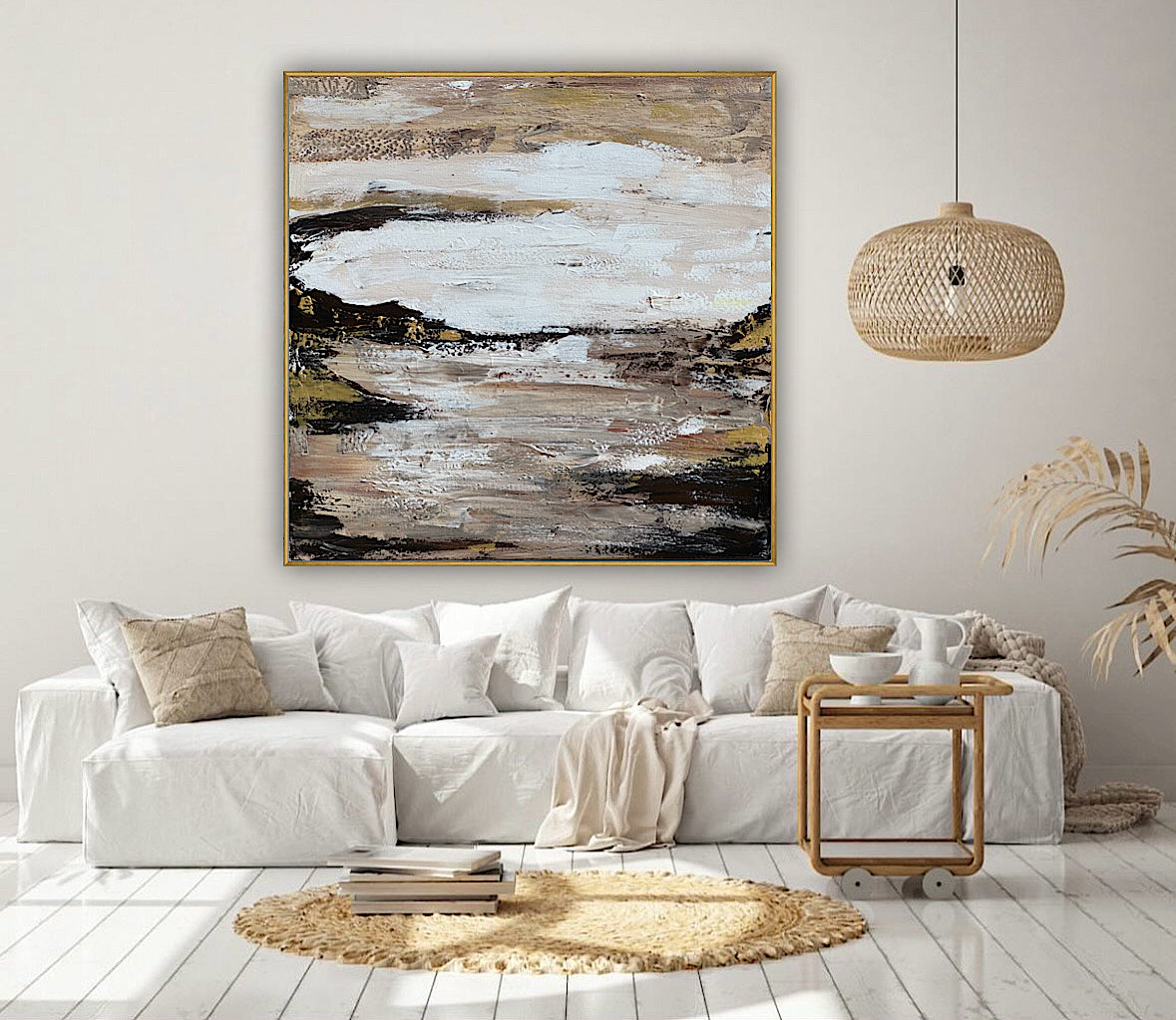Oka style textured Original modern Abstract Oil Painting On Canvas 80 x 80cm ‘Between Shadow And Sky’
