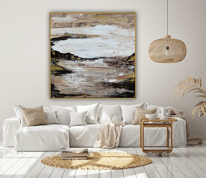 Oka style textured Original modern Abstract Oil Painting On Canvas 80 x 80cm ‘Between Shadow And Sky’