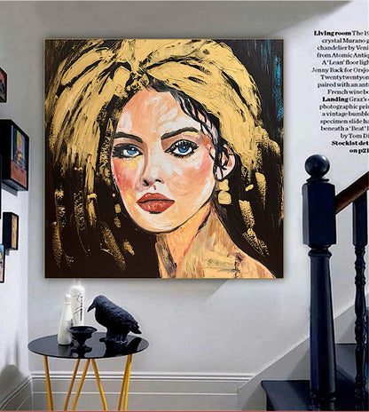 Richter Style Abstract Original Oil Painting On 100 x 100cm canvas Alchemy of Beauty  woman portrait