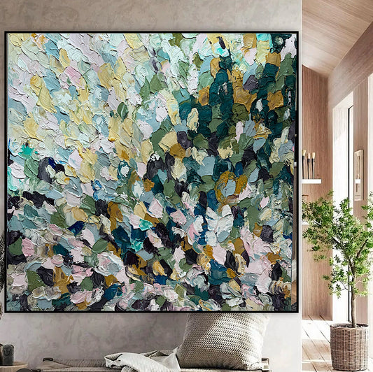 Modern Original textured Abstract Oil Painting On deep edge Canvas 120 x 120cm ‘Autumn Garden’