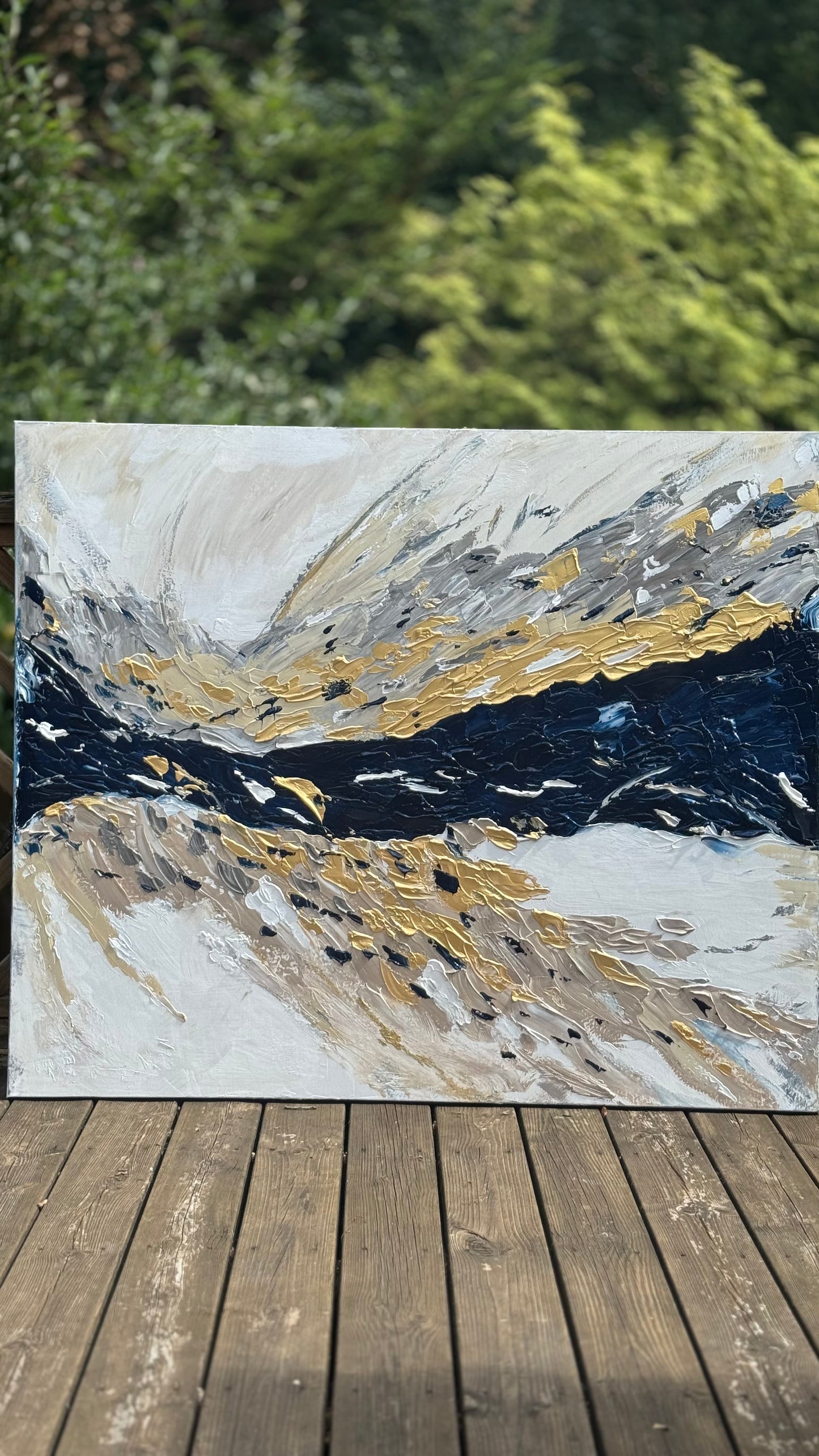 Oka Original Abstract Oil Painting On Canvas 120x100x4cm ‘Horizon ‘Seascape