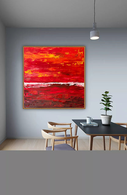 Oka style textured Original modern Abstract Oil Painting On Canvas 80 x 80cm ‘Veil of Dusk ‘Coast