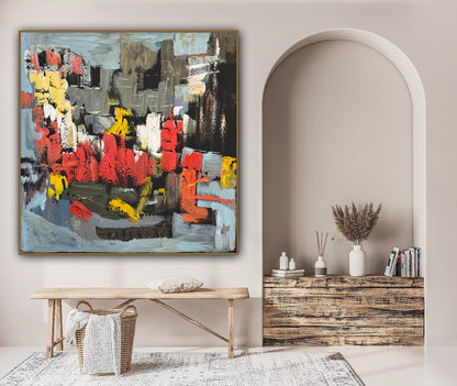 Oka Contemporary Abstract Original Oil Painting on 70 x 70cm canvas Rome cityscape