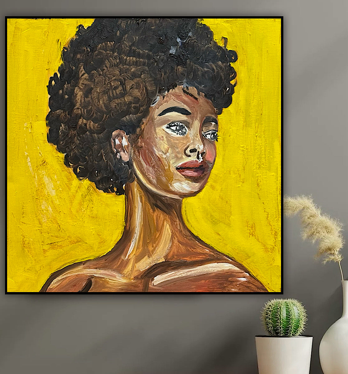 Modern Abstract Original Oil Painting On Canvas Unapologetic Portrait 60x60cm