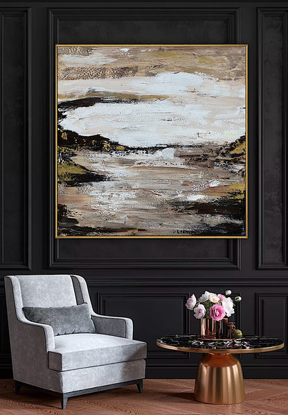 Oka style textured Original modern Abstract Oil Painting On Canvas 80 x 80cm ‘Between Shadow And Sky’