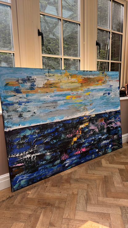 Original Abstract Oil Painting On Canvas 150cm x 100cm Depth of Silence Oka seascape