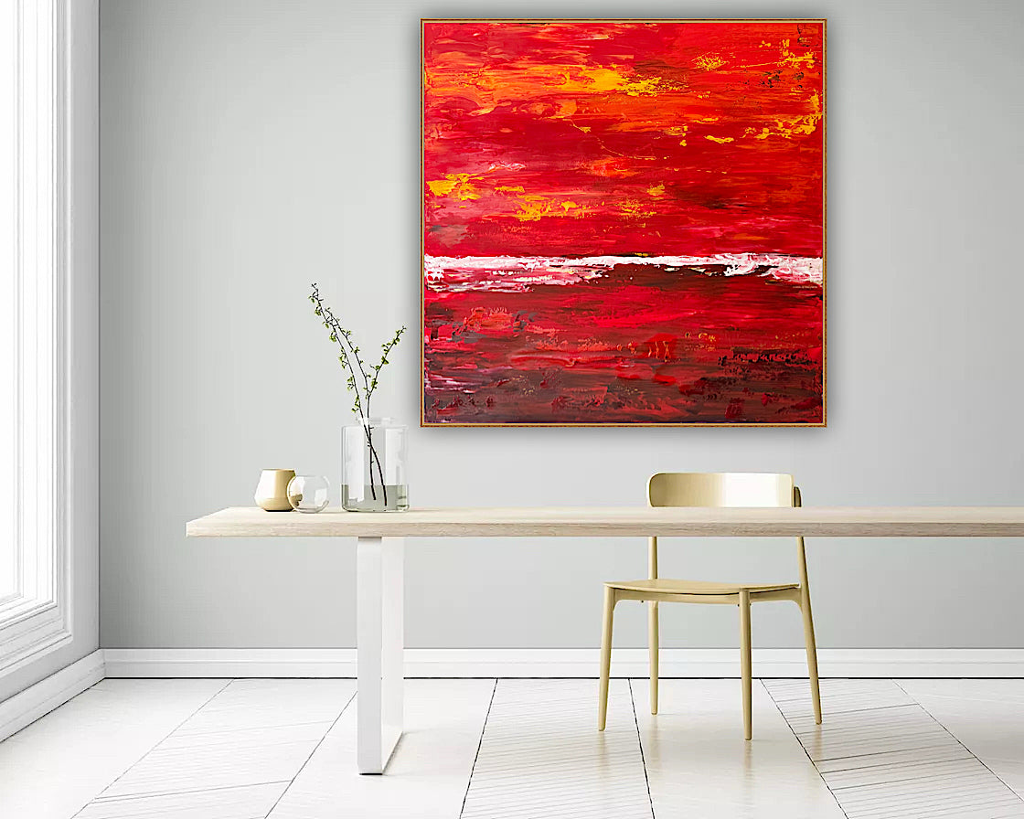 Oka style textured Original modern Abstract Oil Painting On Canvas 80 x 80cm ‘Veil of Dusk ‘Coast