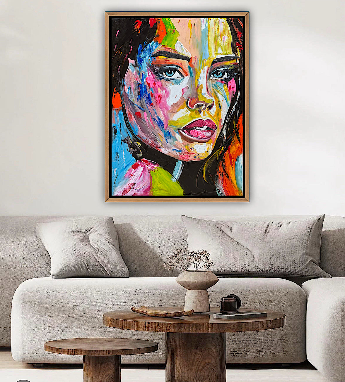 Contemporary Abstract Original Oil Painting On 100 x 80cm Canvas Chromatic Gaze woman portrait