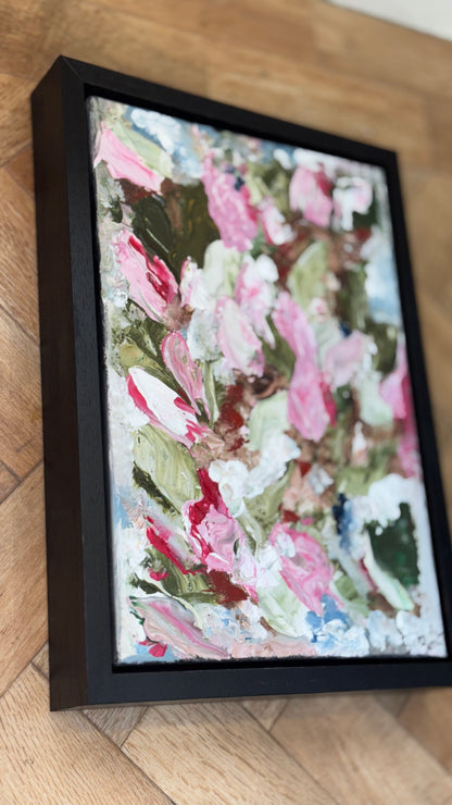 Framed in boack oak frame Textured Original Abstract Oil Painting On Canvas 30 x 40cm Meadow 2