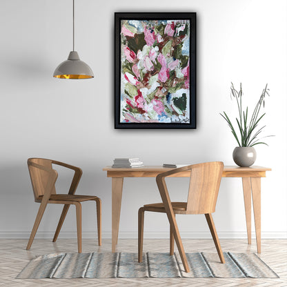 Framed in boack oak frame Textured Original Abstract Oil Painting On Canvas 30 x 40cm Meadow 2