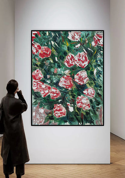 Abstract Impressionist Style Original Oil Painting on canvas 100x76cm Rose Garden