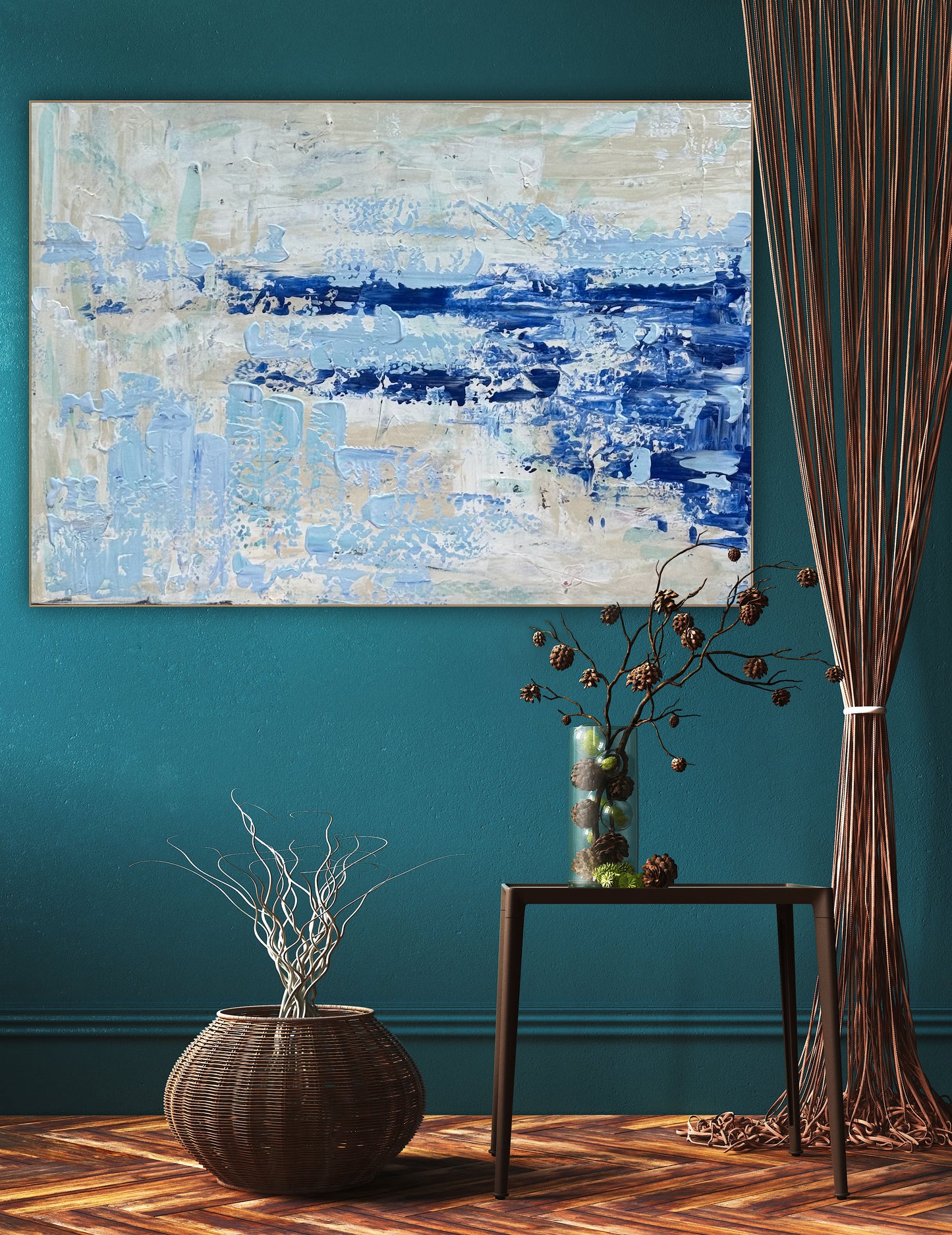 Textured Original Abstract acrylic Painting On Canvas 85 x 60cm Summer Beach