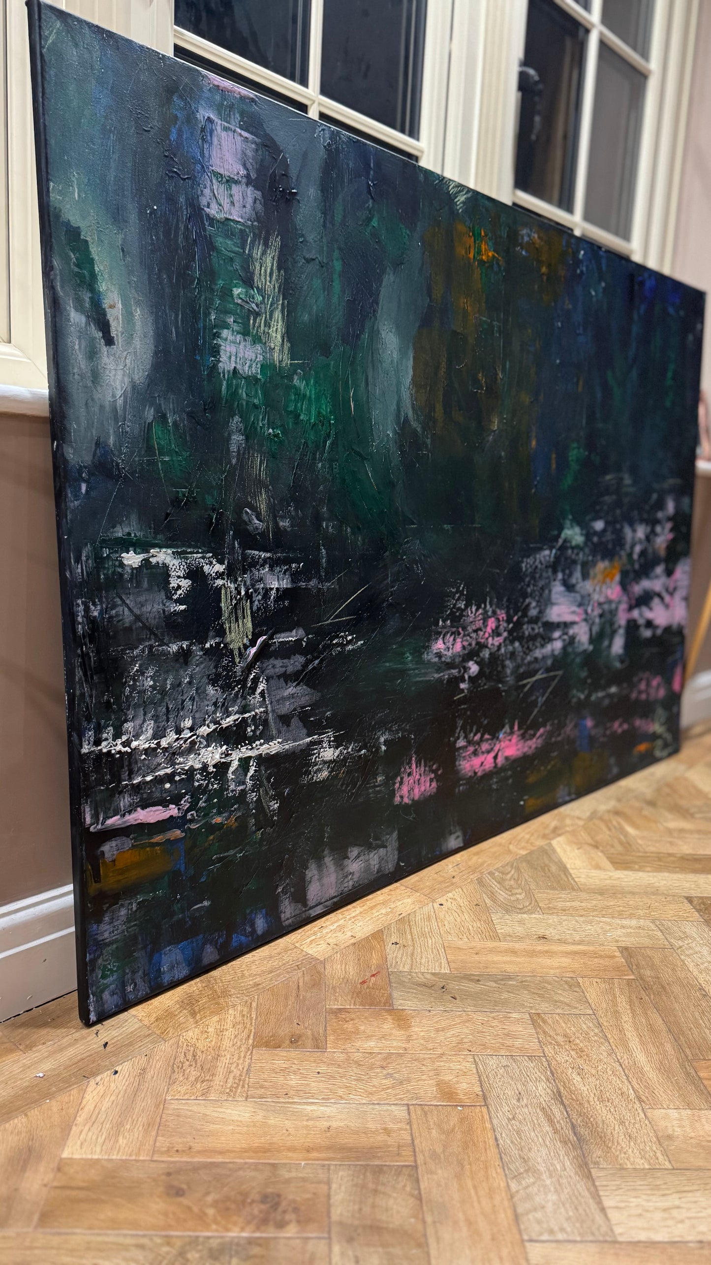 Original Abstract Oil Painting On Canvas 150cm x 100cm Depth of Silence Oka floral