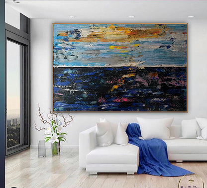 Original Abstract Oil Painting On Canvas 150cm x 100cm Depth of Silence Oka seascape