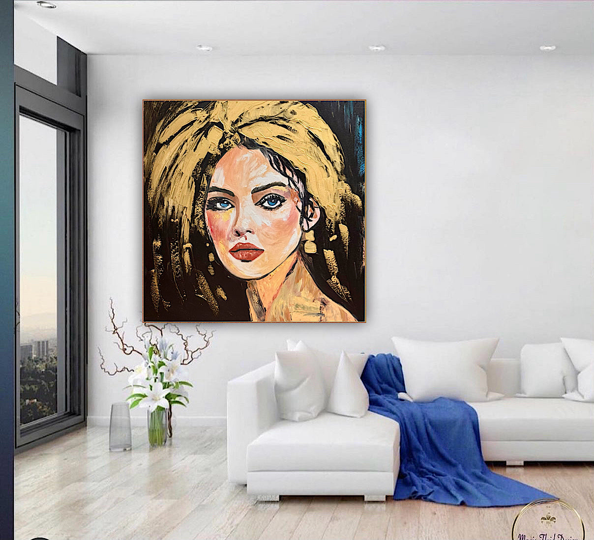 Richter Style Abstract Original Oil Painting On 100 x 100cm canvas Alchemy of Beauty  woman portrait
