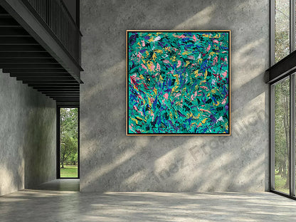 Oka Style Abstract contemporary Oil Painting On Canvas 100 x 100cm Secret Garden