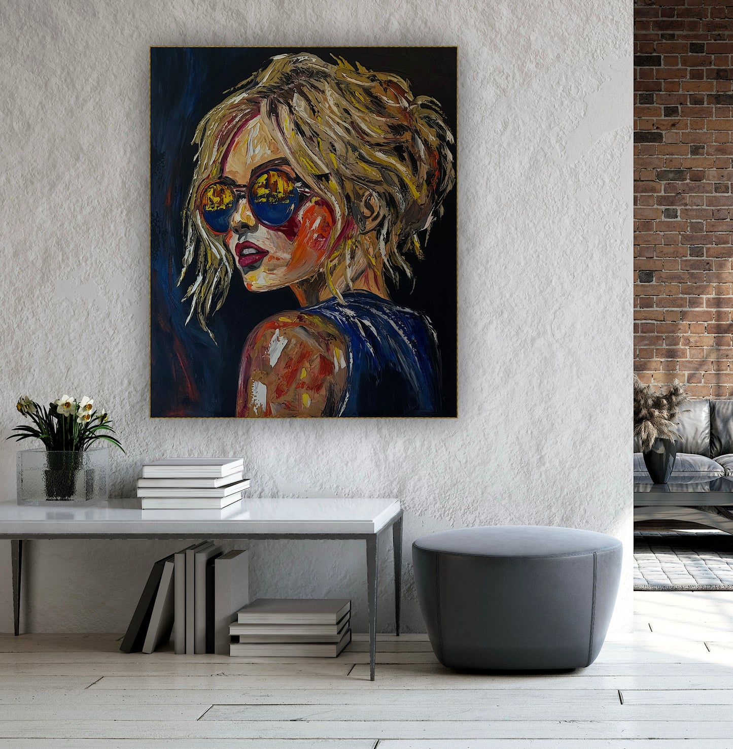 Contemporary Abstract Original Oil Painting of a woman On 90 x 76cm Canvas ‘Blondie II’ woman portrait