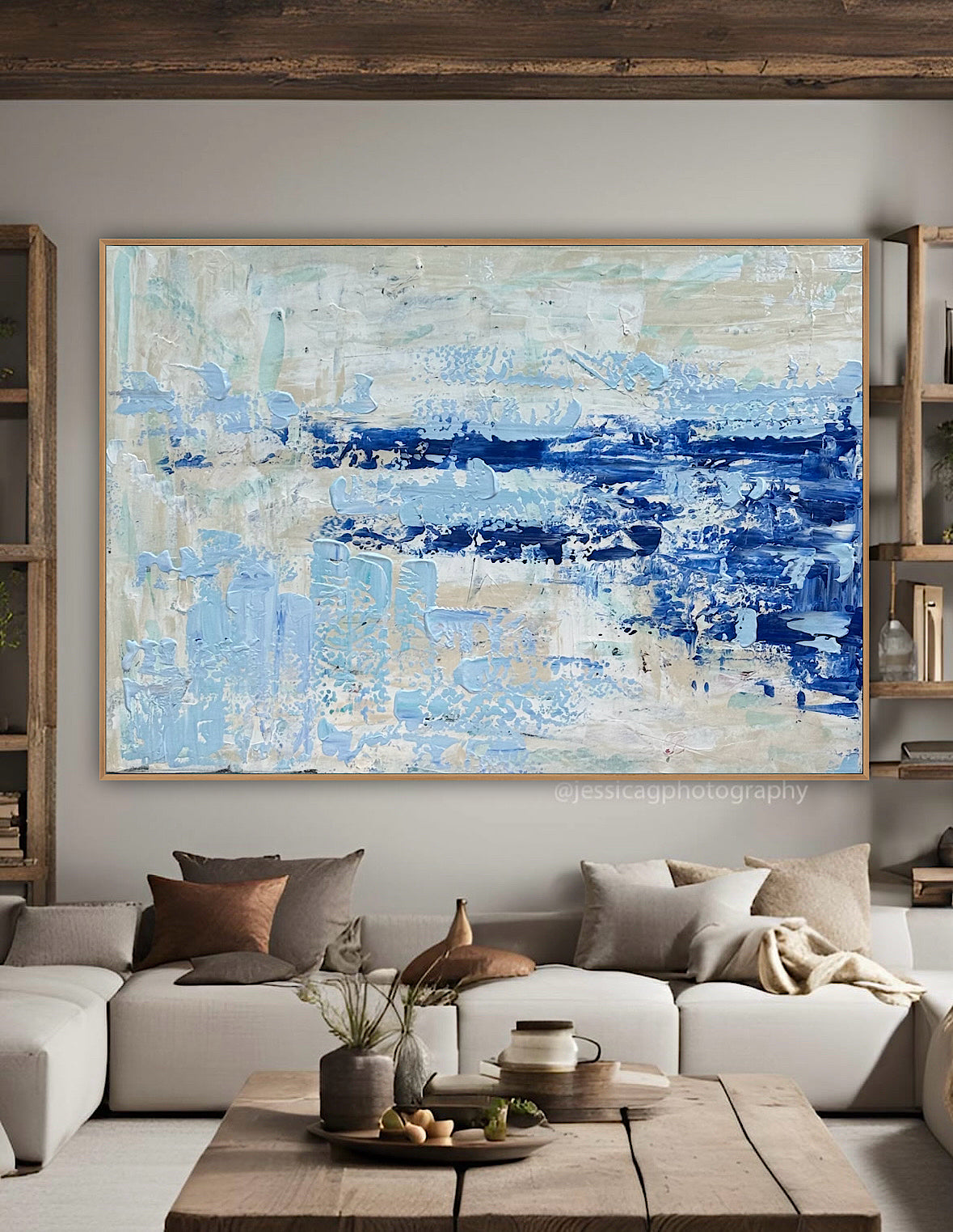 Textured Original Abstract acrylic Painting On Canvas 85 x 60cm Summer Beach