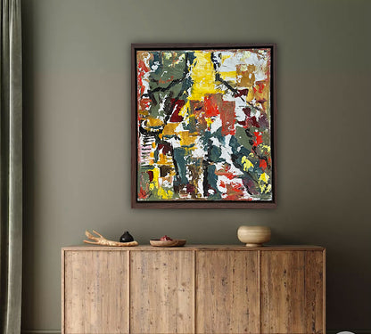 Framed Original Abstract contemporary Oil Painting On Canvas 47x53cm Summer in Venice Oka