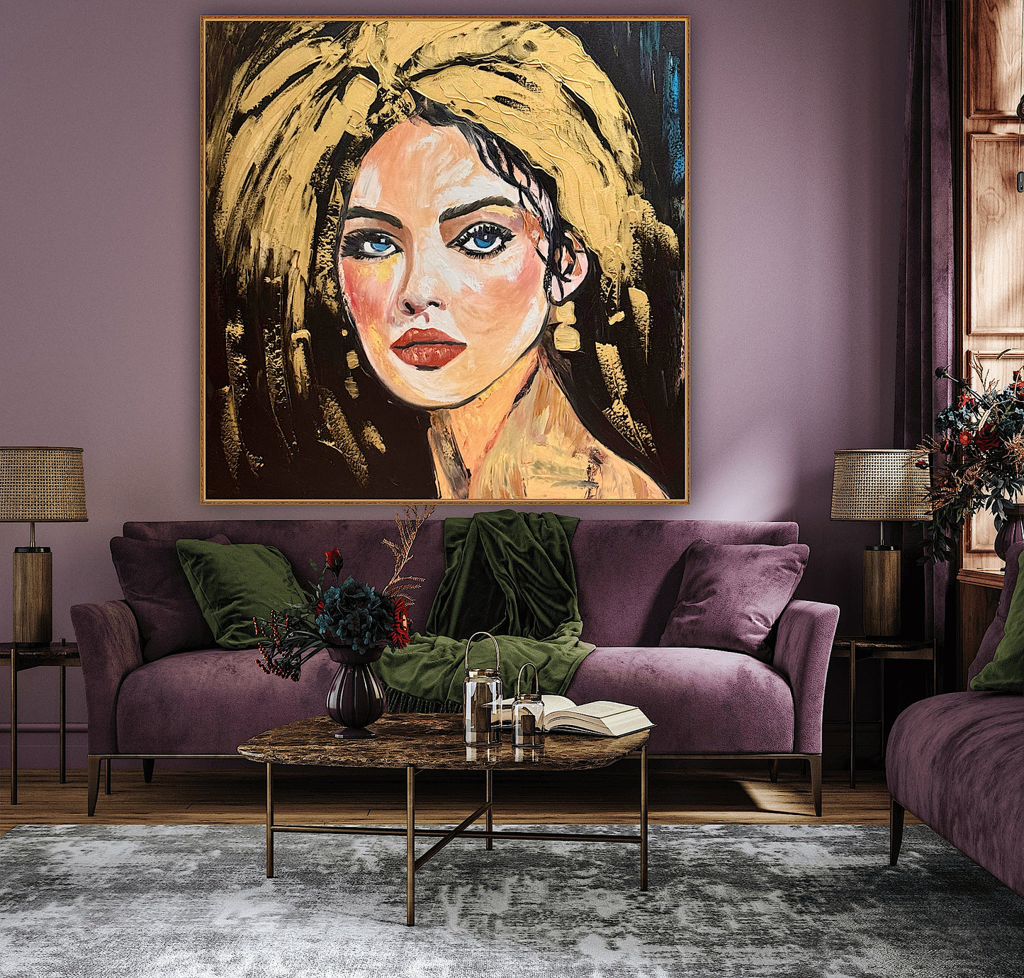 Richter Style Abstract Original Oil Painting On 100 x 100cm canvas Alchemy of Beauty  woman portrait