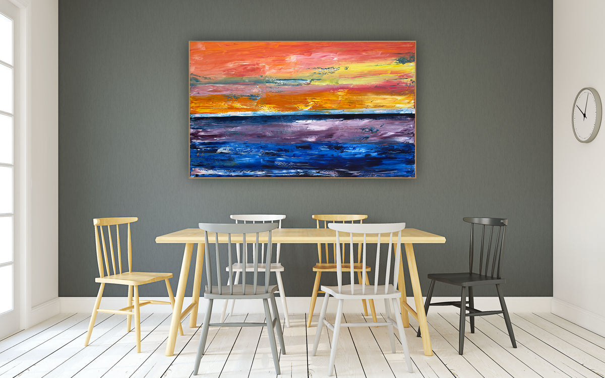 Contemporary Abstract Style XLarge Oil Painting textured On Canvas 122X 76cm Ember Horizon