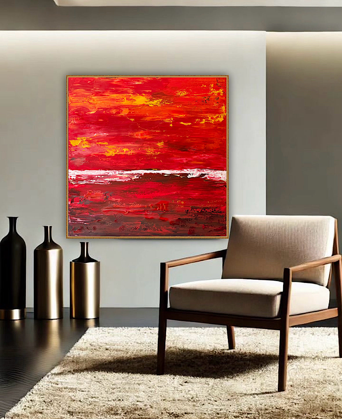 Oka style textured Original modern Abstract Oil Painting On Canvas 80 x 80cm ‘Veil of Dusk ‘Coast
