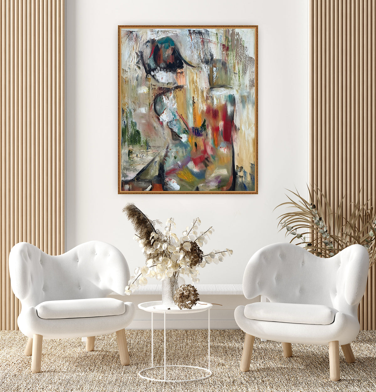 Contemporary Abstract Original Oil Painting On 90 x 76cm canvas Embered Nude