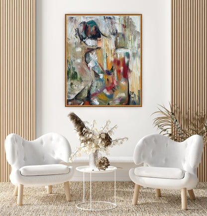 Contemporary Abstract Original Oil Painting On 90 x 76cm canvas Embered Nude