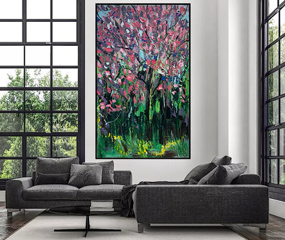 Original Abstract Oil Painting On Canvas 153 x 92cm Magnolia tree Oka