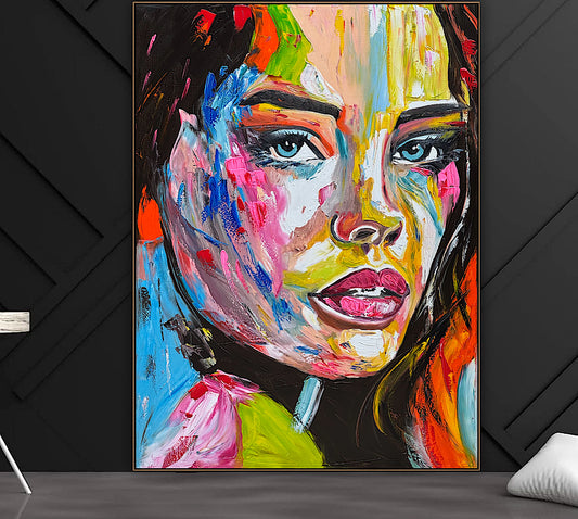 Contemporary Abstract Original Oil Painting On 100 x 80cm Canvas Chromatic Gaze woman portrait