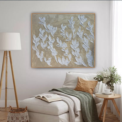 Textured Original Abstract Oil Painting On Canvas stream of leaves 120x100cm Oka