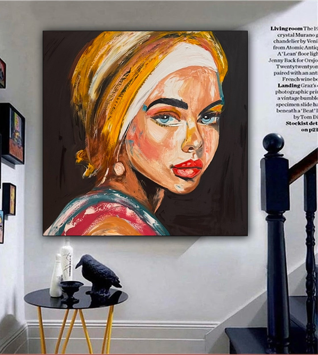 Richter Style Abstract Original Oil Painting On 90 x 90cm canvas Pillow Talk Eyes woman portrait