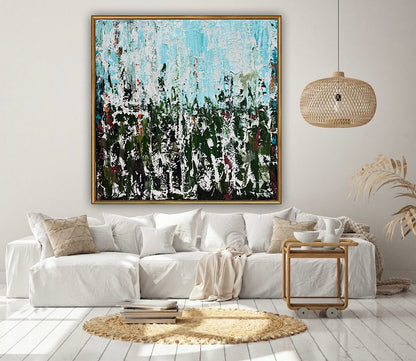 Oka Textured Abstract Original Oil Painting On Canvas 90x90cm Atelier Émeraude