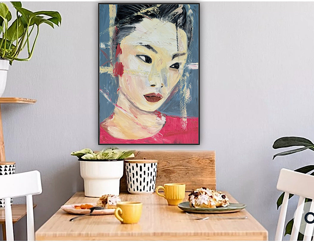 Woman’s portrait Original Abstract Oil Painting On Canvas 85 x 60cm Innocent Soul